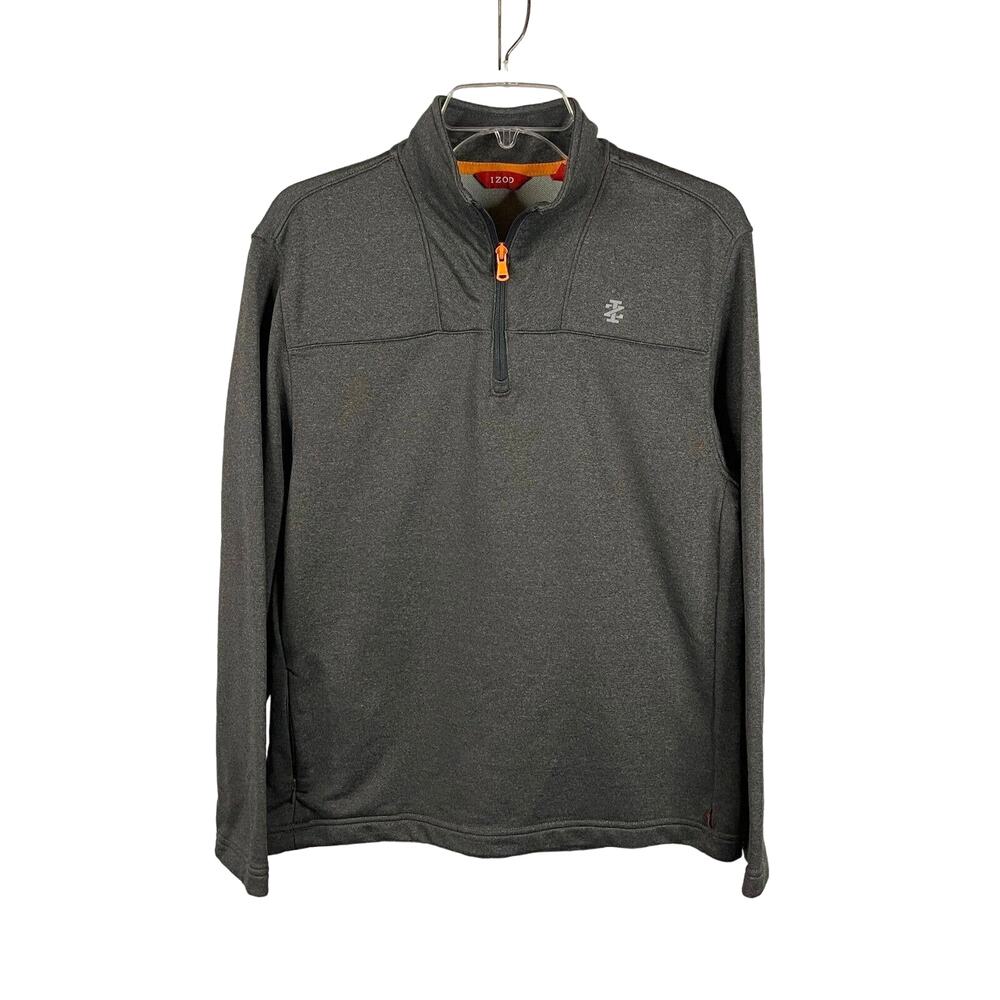 IZOD Mens Size S 1/4 Zip Pullover Performance Athleisure Jacket Gray Grey Casual
